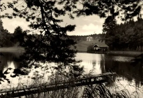Ak Moorsee Kiel,  Wasserfläche, Bootshaus, Bäume, Natur