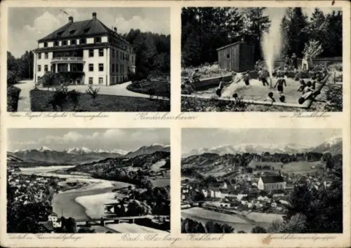 Ak Bad Tölz, Kinderkurheim, Genesungsheim, Planschbecken, Karwendelgebirge