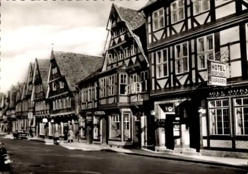Ak Celle in Niedersachsen, Fachwerkhäuser, Hotel Vill, Schuhstraße, Celle