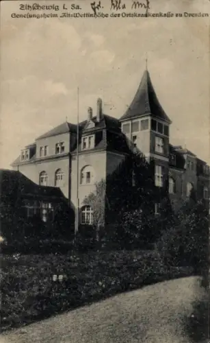 Ak Dresden Altstadt, Genussheim Alt-Wettinhöhe, Ortsschild, nstempel, zwei Briefmarken