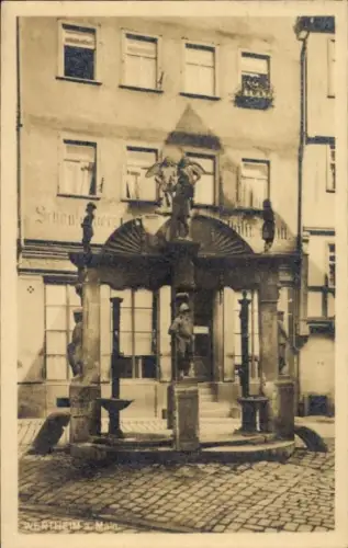 Ak Döbeln in Sachsen, Brunnen mit Figuren,  Gebäude, Schriftzüge