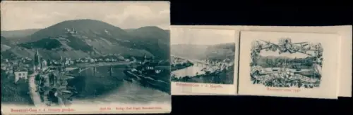 Leporello Ak Bernkastel Kues an der Mosel, Panorama, Teilansichten