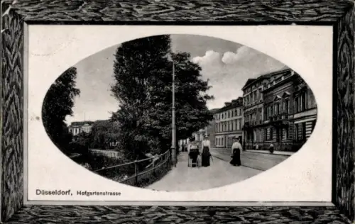 Präge Passepartout Ak Düsseldorf am Rhein, Hofgartenstraße