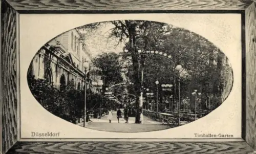 Präge Passepartout Ak Düsseldorf am Rhein, Tonhallen-Garten