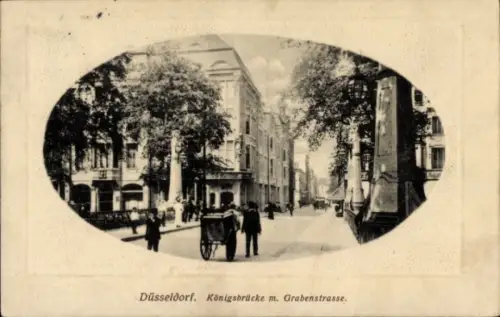 Präge Ak Düsseldorf, Königsbrücke mit Grabenstraße