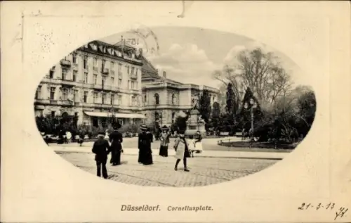 Präge Passepartout Ak Düsseldorf am Rhein, Corneliusplatz