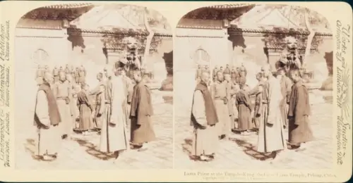 Stereo Foto Peking China, Lama Priest