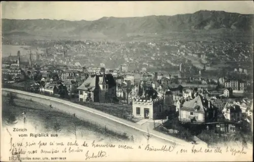 Ak Zürich Stadt Schweiz, Stadt vom Rigiblick aus