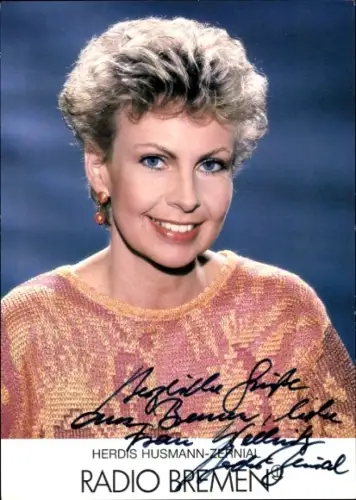 Ak Schauspielerin Herdis Husmann-Zernial, Portrait, Radio Bremen, Autogramm