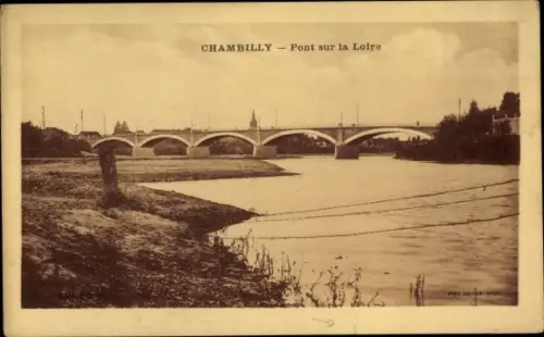 Ak Chambilly Saône et Loire, Pont sur la Loire