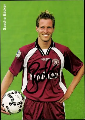 Autogrammkarte Fußballer Sascha Bäcker, Sportfreunde Siegen, Autogramm