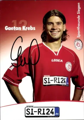 Autogrammkarte Fußballer Gaetan Krebs, Sportfreunde Siegen, Autogramm