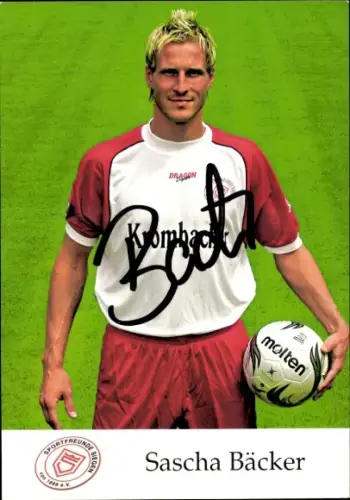 Autogrammkarte Fußballer Sascha Bäcker, Sportfreunde Siegen, Autogramm