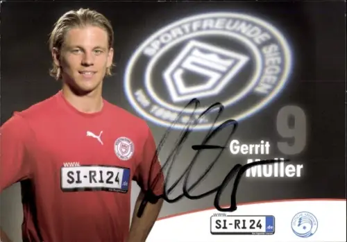 Autogrammkarte Fußballer Gerrit Müller, Sportfreunde Siegen, Autogramm