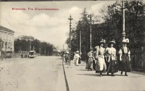 Ak Kristiania Christiania Oslo Norwegen, Fra Drammensveien