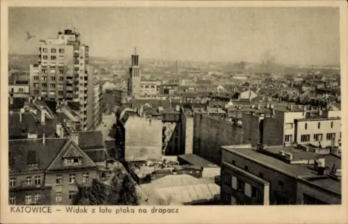 Ak Katowice Kattowitz Oberschlesien, Gesamtansicht, Wolkenkratzer