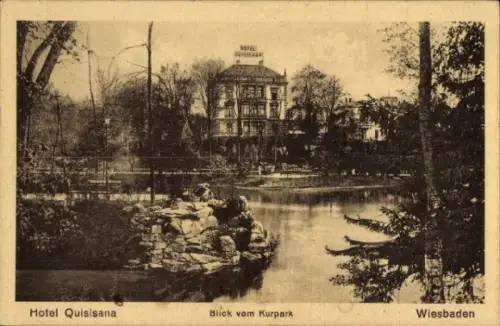 Ak Wiesbaden in Hessen, Hotel Quisisana, Kurpark