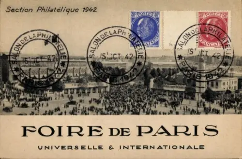 CPA Foire de Paris, Universelle & Internationale, Section Philatelique 1942
