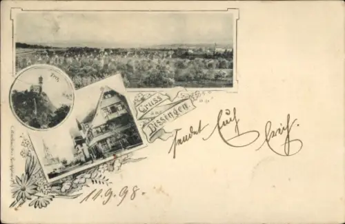 Ak Bissingen an der Teck, Gesamtansicht, Gasthaus, Burg Teck