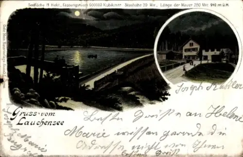 Mondschein Ak Lac de la Lauch Lauchensee Elsass Haut Rhin, Gesamtansicht