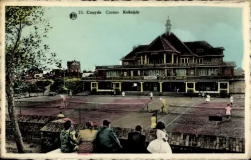 Ak Koksijde Coxyde sur Mer Westvlaanderen, Tennisbaan, Casino