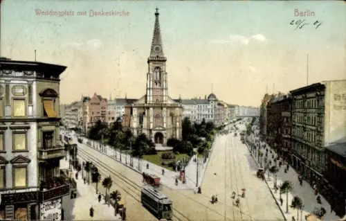 Ak Berlin Wedding, Weddingplatz mit Dankeskirche