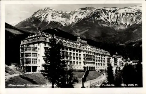 Ak Semmering in Niederösterreich, Höhenkurort  Hotel Panhans, Rax, Berge