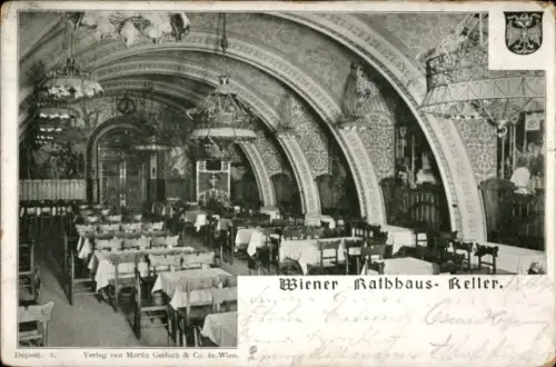 Ak Wien 1 Innere Stadt, Wiener Rathhaus-Keller, Innenansicht