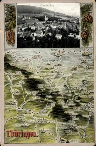 Landkarten Ak Sonneberg in Thüringen, Gesamtansicht