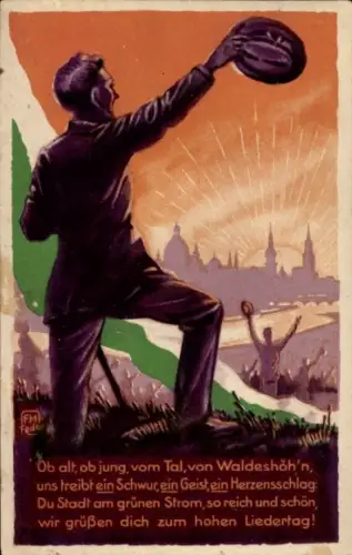 Künstler Ak Dresden, 1. Sächsisches Sängerbundesfest, Juni 1925