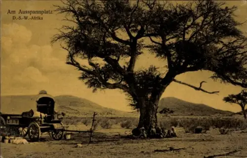Ak Namibia Deutsch Südwestafrika, Am Ausspannplatz