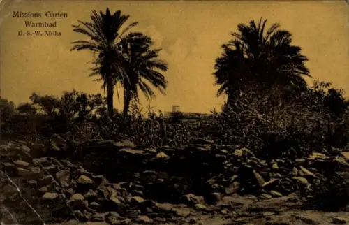 Ak Warmbad Namibia Deutsch Südwestafrika, Missions Garten