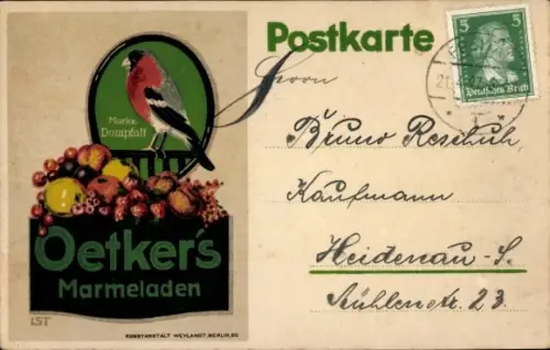 Künstler Ak Oetkers Marmeladen, Reklame