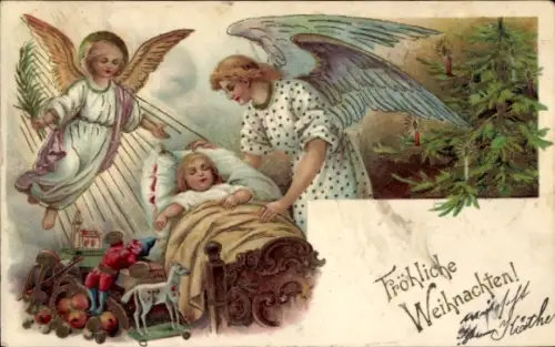 Präge Ak Frohe Weihnachten, Engel, Kind