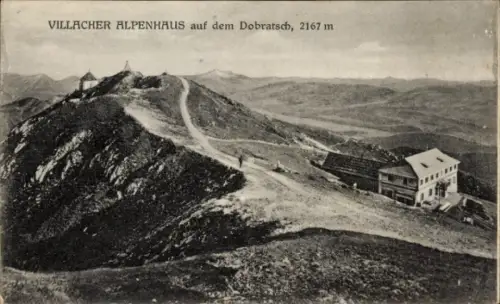 Ak Nötsch am Dobratsch Kärnten, Villacher Alpenhaus,  2167 m, Berglandschaft, Wanderer