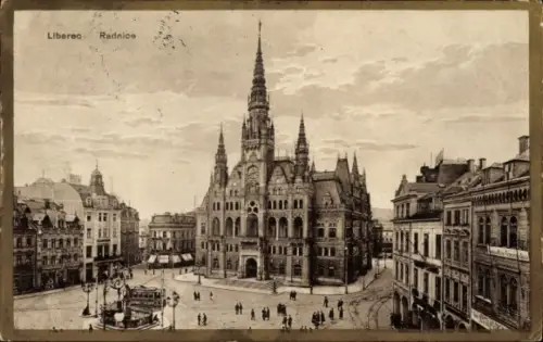 Ak Liberec Reichenberg Stadt, Hohenhabsburg,  Rathaus,  Architektur, 1928