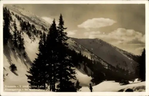 Ak Riesengebirge Region Königgrätz, Bílé Labe, Weiße Elbe, Weißwasser, Weißwassergrund