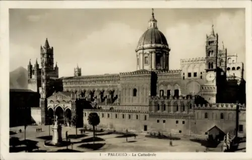 Ak Palermo Sizilien Sicilia Italien,  La Cattedrale,  Architektur, keine Persönlichkeiten, schwar