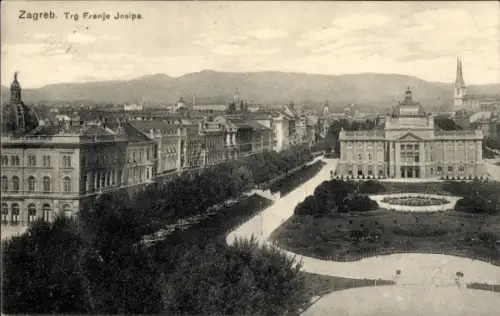 Ak Zagreb Kroatien,  Trg Franje Josipa, Stadtansicht,  