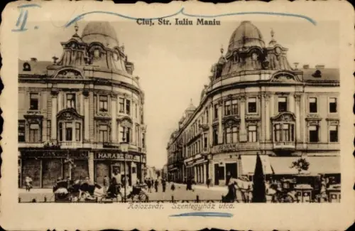 Ak Cluj Napoca Klausenburg Kolozsvar Rumänien,  Str. Iuliu Maniu,  Gebäude, Straßenansicht, Koloz