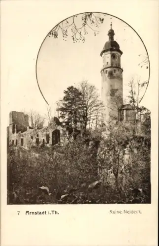 Ak Arnstadt in Thüringen, Ruine Neideck,  Wald, Turm