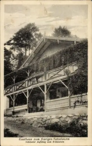 Ak Tatzelwurm Oberaudorf in Oberbayern, Gasthaus um feurigen Tatzelwurm, Aufstieg zum Brünnstein