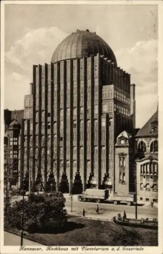 Ak Hannover, Hochhaus mit Planetarium, Goseriede,  Architektur