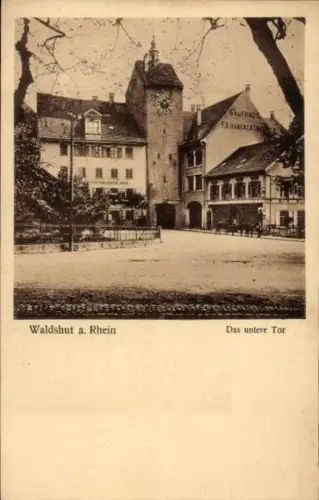 Ak Waldshut Tiengen am Hochrhein, Waldshut a. Rhein, Das untere Tor, Kaufhaus Ex Haberers,  Gebäu