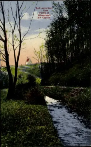 Ak Wiesenbek Bad Lauterberg im Harz, Landschaft mit Fluss, Bäume, Kapelle,  Wiesenbeek