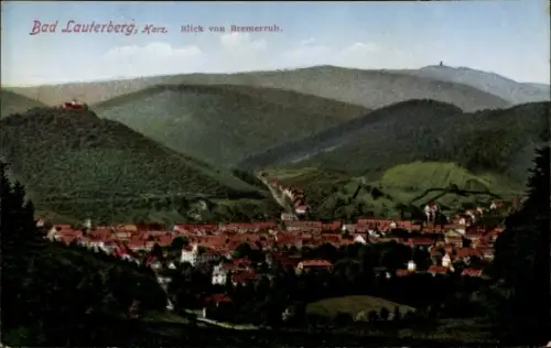 Ak Bad Lauterberg im Harz,  Blick von Bremerruh, Landschaft, Berge, Stadtansicht