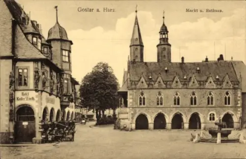 Ak Goslar am Harz, Markt, Rathaus, Hotel Kaifer-Worth, Goslar a. Harz
