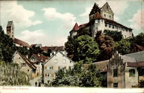 Ak Meersburg am Bodensee, Meersburg a. Bodensee, Stadtansicht, Burgen, Häuser