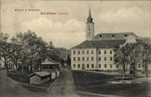 Ak Schäftlarn Oberbayern, Kloster & Brauerei, Isartal