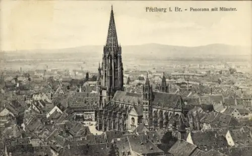 Ak Freiburg im Breisgau, Panorama von  Münster, Stadtansicht,  